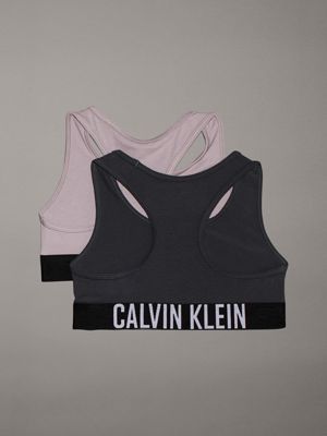 gullgray/ebony 2 pack girls bralettes - intense power for girls calvin klein jeans