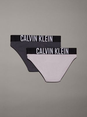 gullgray/ebony 2 pack girls bikini briefs - intense power for girls calvin klein jeans