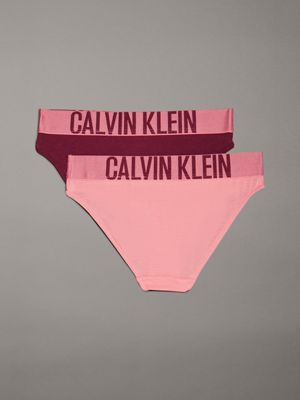 tropicalblush/richcherry 2 pack girls bikini briefs - intense power for girls calvin klein jeans