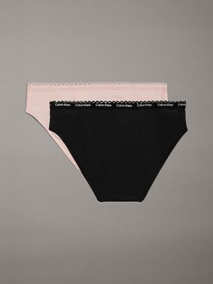 peachwhip/pvhblack 2 pack girls bikini briefs - modern cotton for girls calvin klein jeans