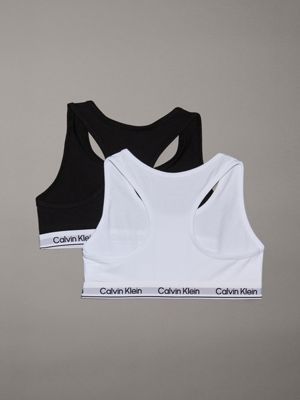 pvhclassicwhite/pvhblack 2 pack girls bralettes - modern cotton for girls calvin klein jeans