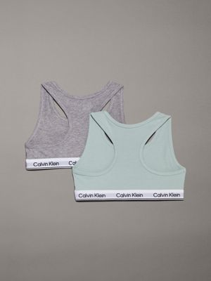 jadeite/greyheather 2 pack girls bralettes - modern cotton for girls calvin klein jeans