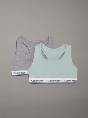 green 2 pack girls bralettes - modern cotton for girls calvin klein jeans