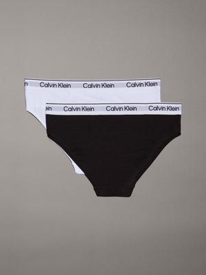 pvhclassicwhite/pvhblack 2 pack girls bikini briefs - modern cotton for girls calvin klein jeans