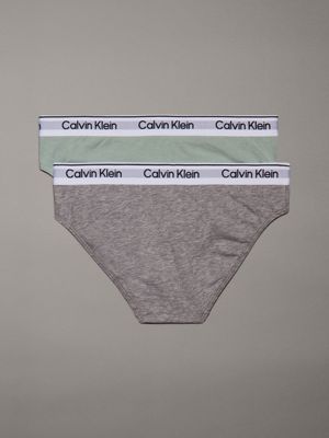 jadeite/greyheather 2 pack girls bikini briefs - modern cotton for girls calvin klein jeans