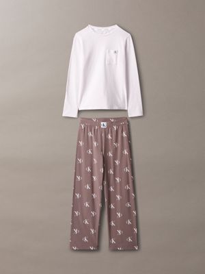 multi meisjespyjamaset - icon cotton stretch voor meisjes - calvin klein jeans