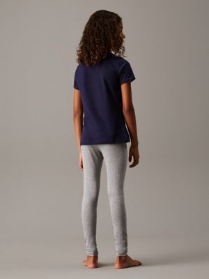 lot de 2 leggings pour fille - modern cotton greyheather/peacoat pour filles calvin klein jeans
