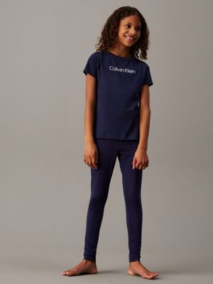 lot de 2 leggings pour fille - modern cotton greyheather/peacoat pour filles calvin klein jeans