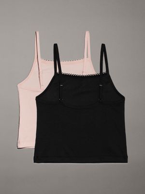 peachwhip/pvhblack 2 pack girls tank tops - modern cotton for girls calvin klein jeans