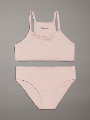 pink bralette and briefs gift set - modern cotton for girls calvin klein jeans