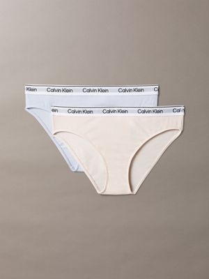 multi 2 pack girls bikini briefs - icon cotton stretch for girls calvin klein jeans
