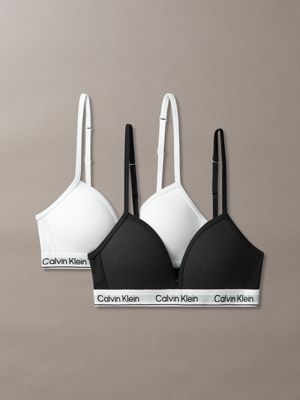 multi 2 pack girls triangle bras - icon cotton stretch for girls calvin klein jeans