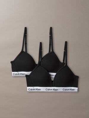multi 2 pack girls triangle bras - icon cotton stretch for girls calvin klein jeans