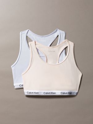 multi 2 pack girls bralettes - icon cotton stretch for girls calvin klein jeans