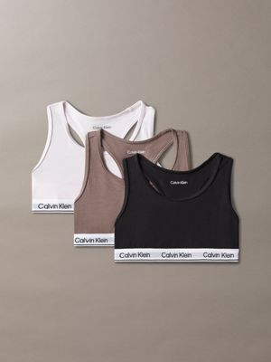 multi 3 pack girls bralettes - icon cotton stretch for girls calvin klein jeans