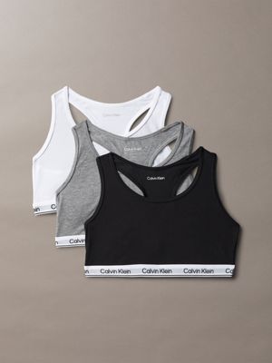 multi 3 pack girls bralettes - icon cotton stretch for girls calvin klein jeans