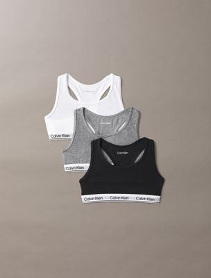 brassiere bambina in confezione da 3 - icon cotton stretch white da bambine calvin klein jeans