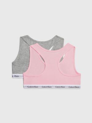 Calvin Klein Girl's 2PK Bralette Support Bra (Pack of 2), Color: Grey  (Pink/Grey Heather 901), Size: 12-14_Years price in UAE,  UAE