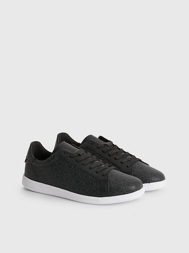 black recycled logo trainers for men calvin klein