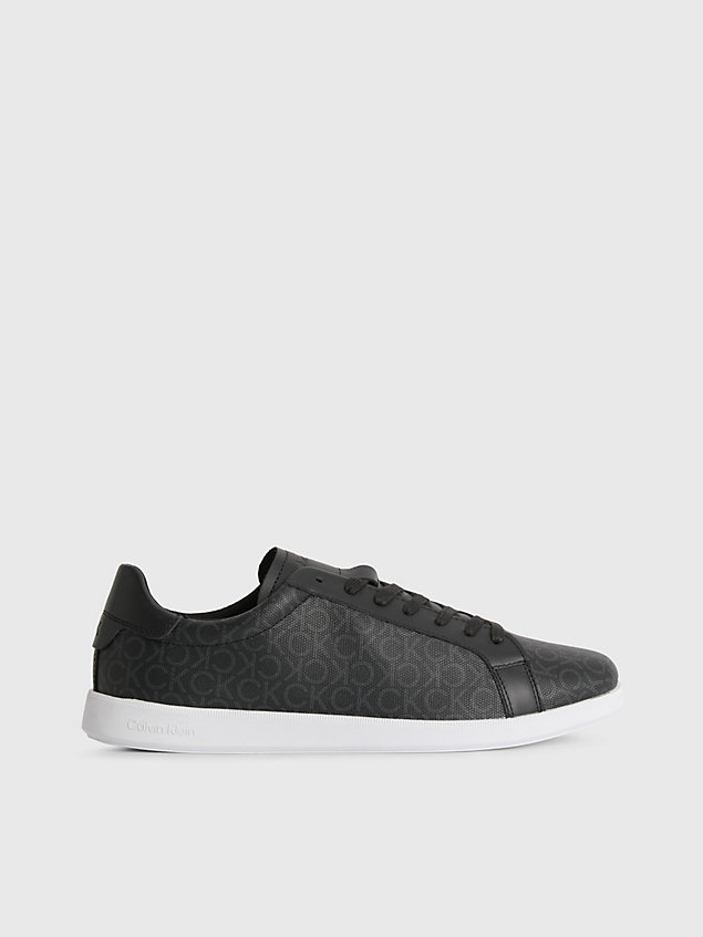 black recycled logo trainers for men calvin klein