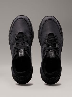 Calvin klein black leather trainers sales