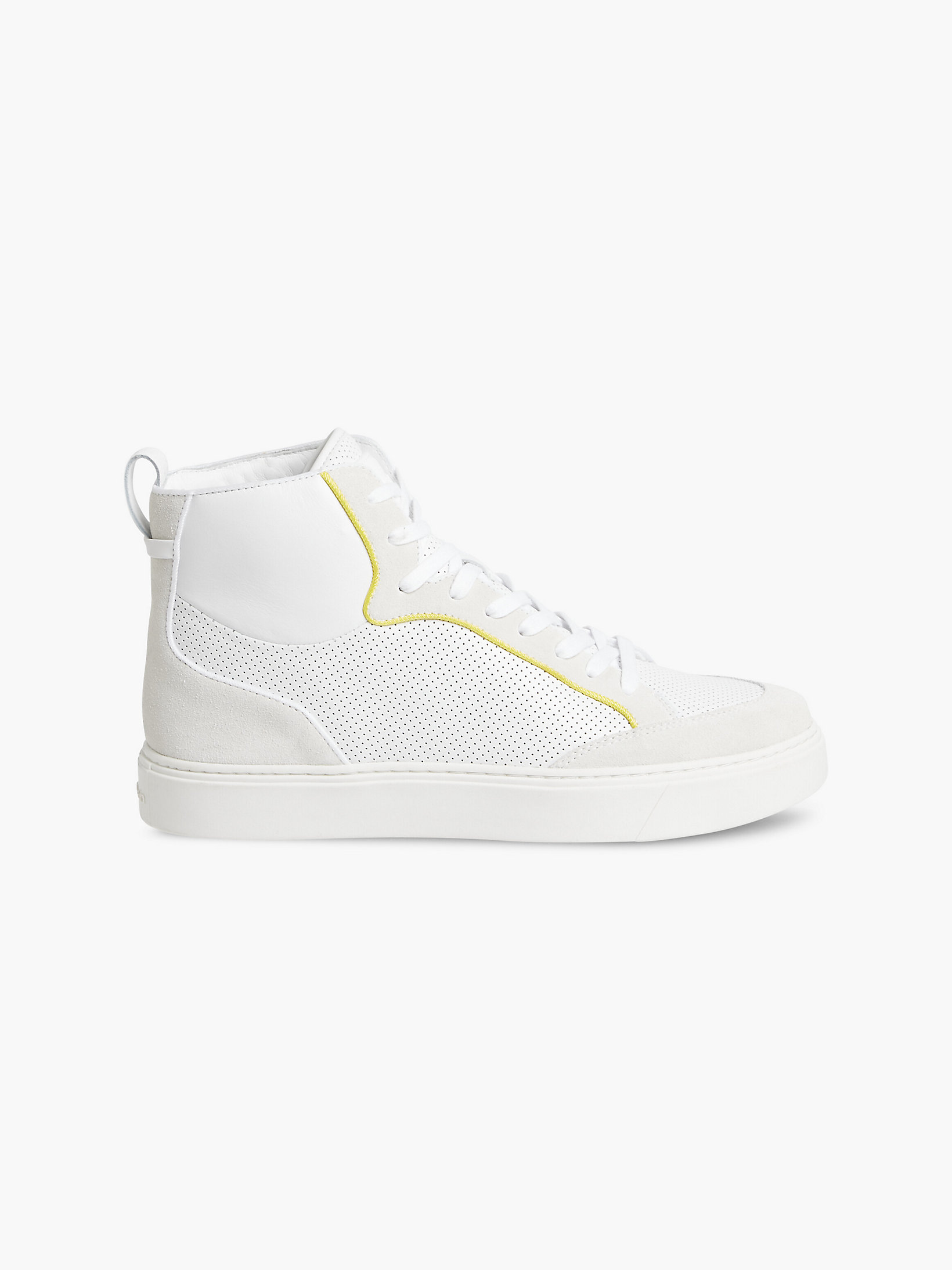 Bright White Leather High-Top Trainers undefined men Calvin Klein