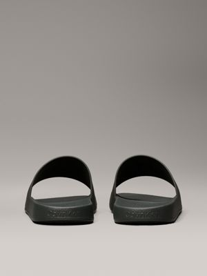 dark olive logo sliders for men calvin klein