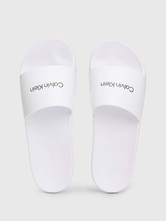 white logo-slippers für herren - calvin klein
