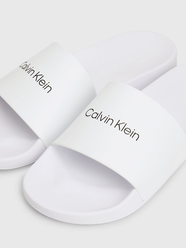white logo sliders for men calvin klein