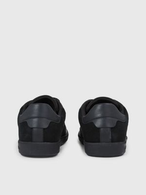 black skórzane tenisówki dla mężczyźni - calvin klein