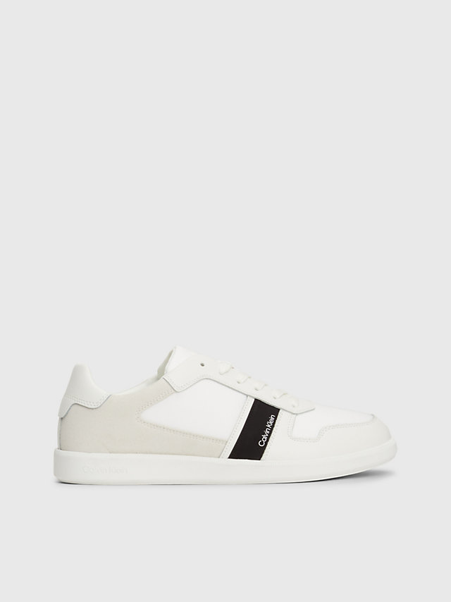 Triple White Leather And Recycled Nylon Trainers undefined men Calvin Klein