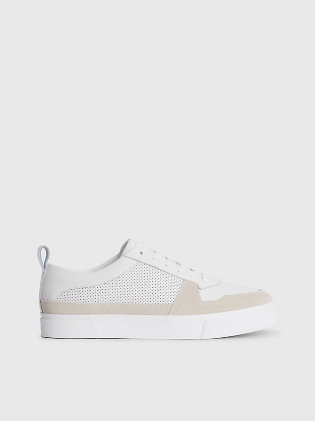 WHITE MIX Leather Trainers for men CALVIN KLEIN
