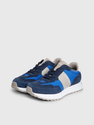 delta blue/calvin navy/atmosphere suede trainers for men calvin klein