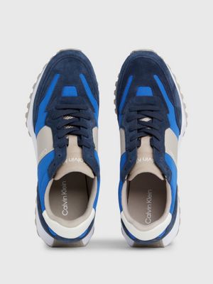 delta blue/calvin navy/atmosphere suede trainers for men calvin klein