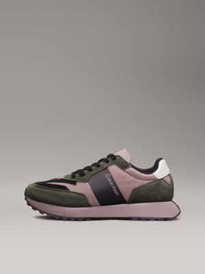 dark olive/black/cinder suede trainers for men calvin klein