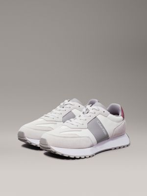 white/apple butter suede trainers for men calvin klein