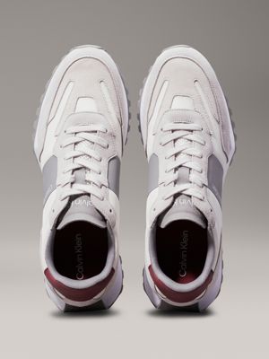 white/apple butter suede trainers for men calvin klein