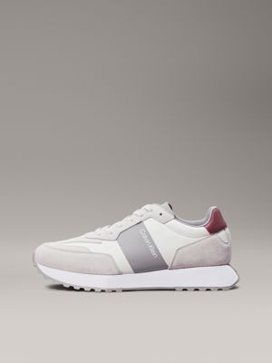 white/apple butter suede trainers for men calvin klein