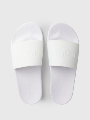 Mens white calvin klein sliders on sale