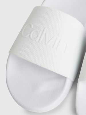 white logo sliders for men calvin klein