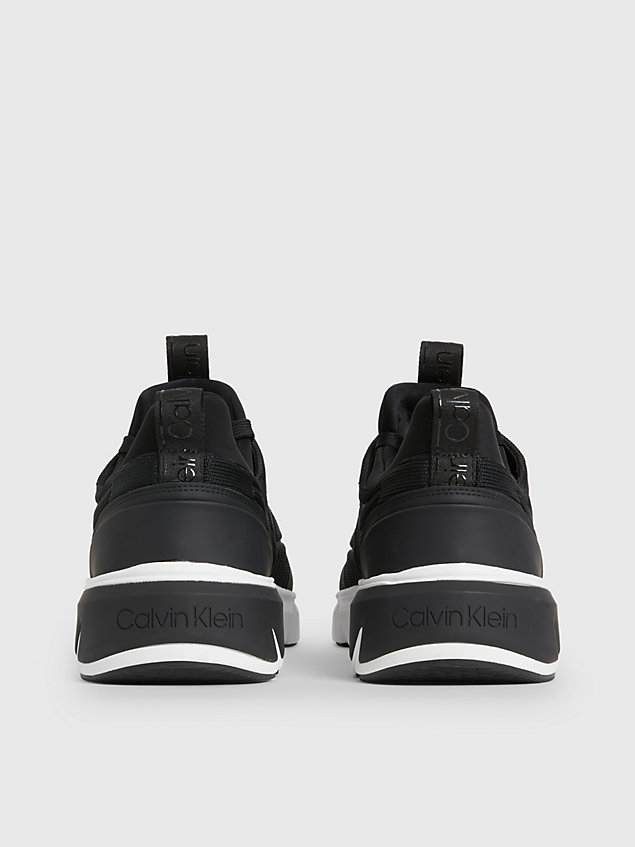 black recycled knit trainers for men calvin klein