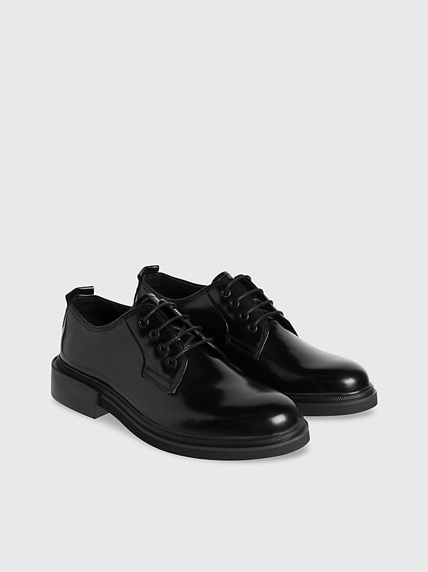 pvh black leather lace-up shoes for men calvin klein