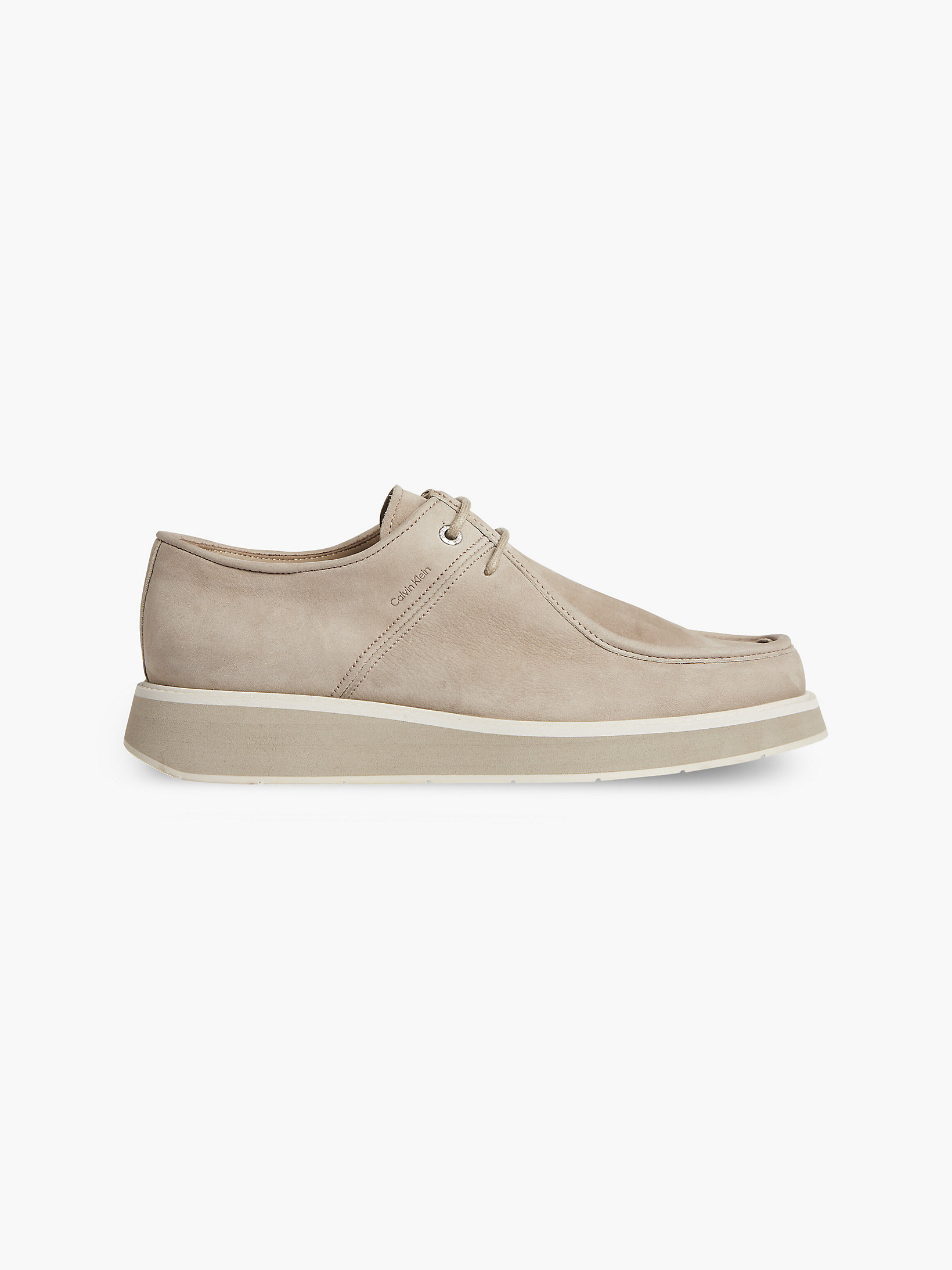 Shadow Beige Leather Lace-Up Shoes undefined men Calvin Klein