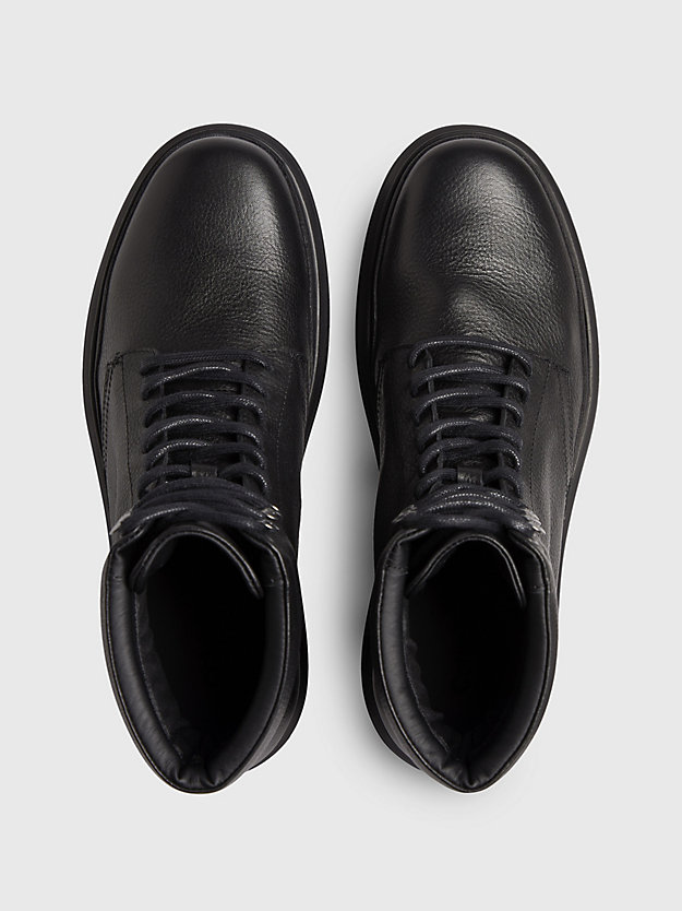 pvh black leather boots for men calvin klein