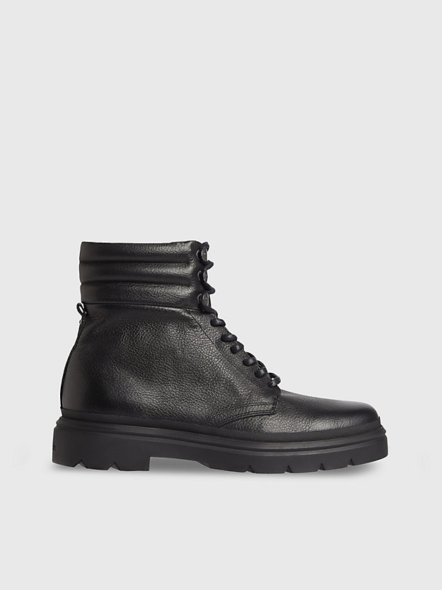 pvh black leather boots for men calvin klein