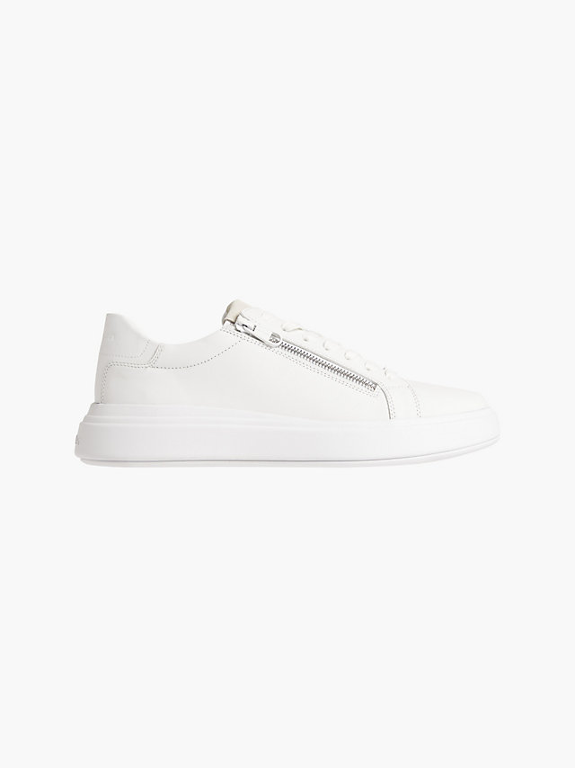 Triple White Leather Trainers undefined men Calvin Klein