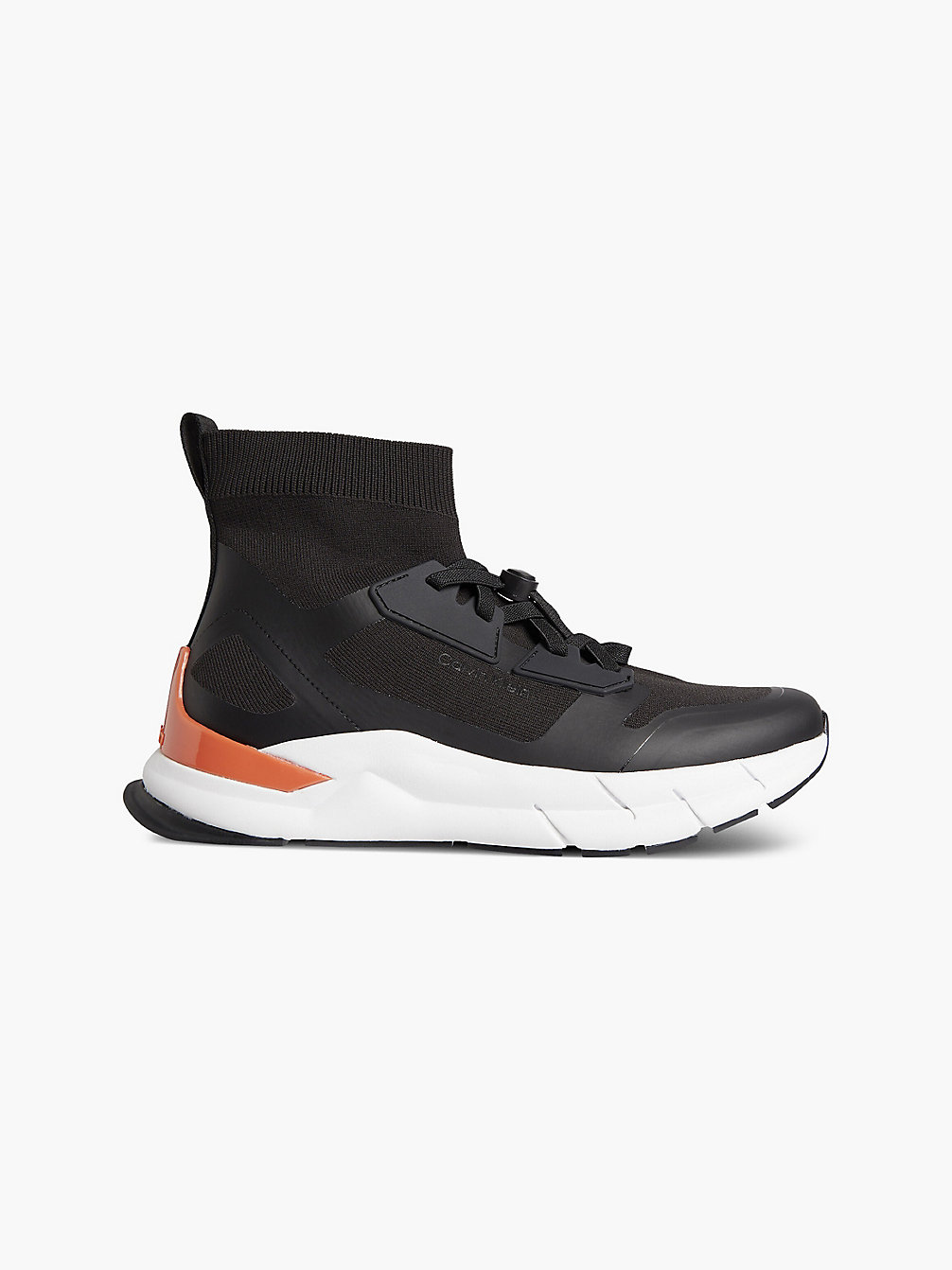BLACK/CORAL Recycled High-Top Sock Trainers undefined men Calvin Klein