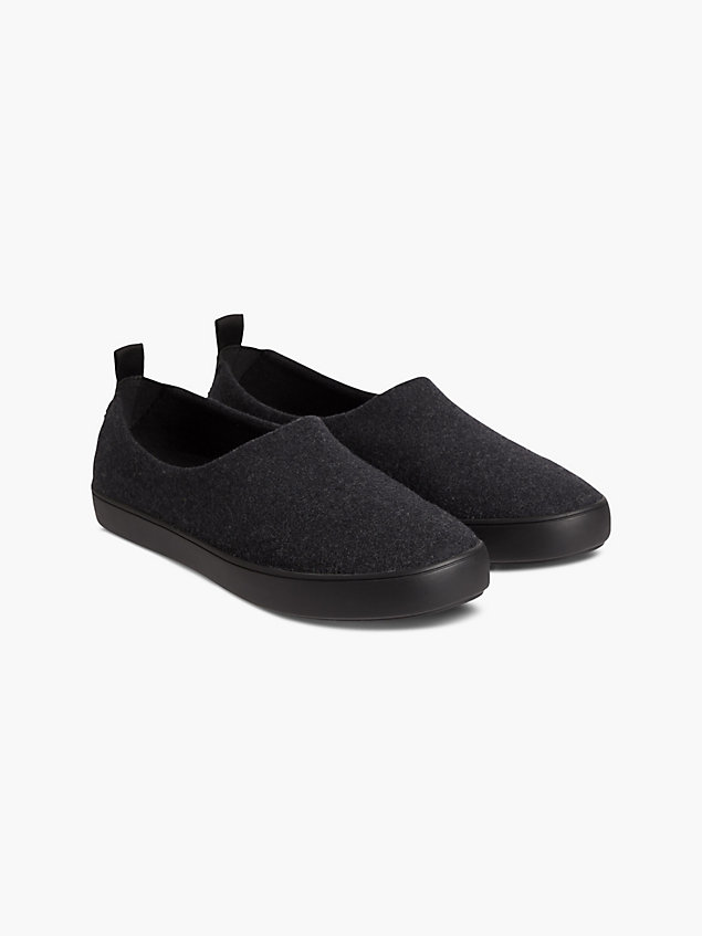 black recycled felt slippers for men calvin klein