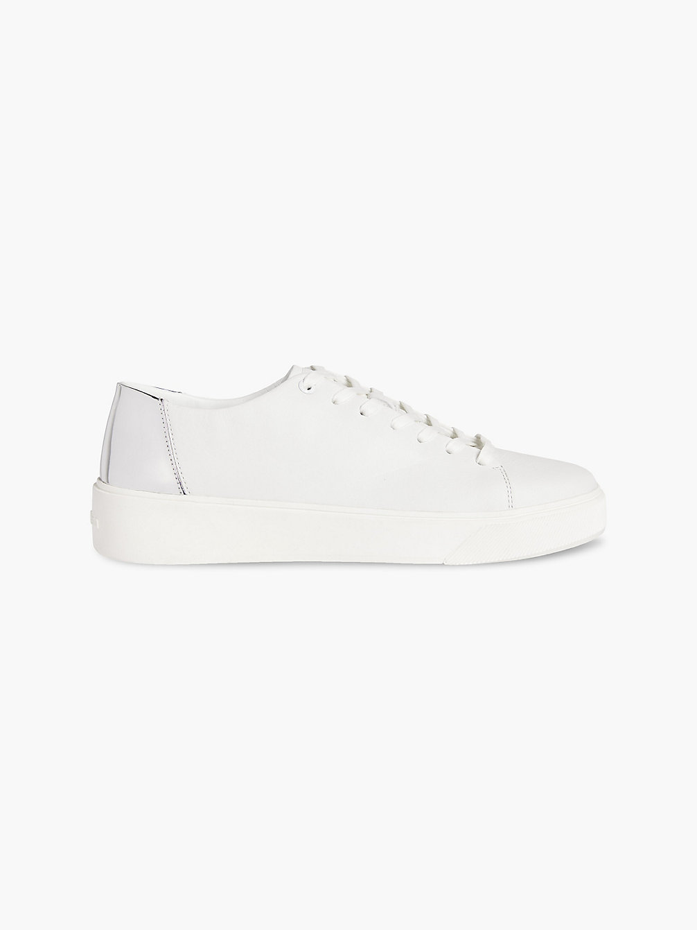 WHITE/SILVER Leather Trainers undefined men Calvin Klein