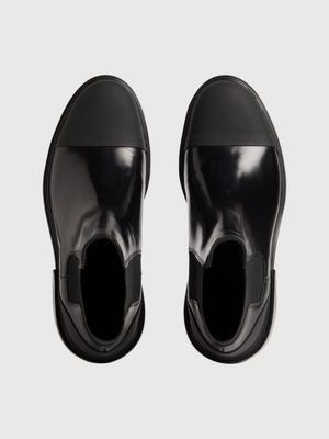 PVH BLACK Botas Chelsea de piel de hombre CALVIN KLEIN